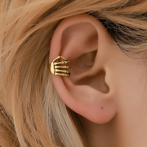 Skelett Hand Ohrklemme Kupfer Gothic Punk Totenkopf Ohrclip Ohne Ohrloch Damen Herren Retro Schmuck