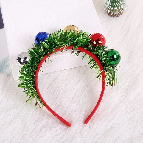 Weihnachts Stirnband Roter Stoff Grüner Lametta Mit Bunten Discokugeln Festlicher Haarschmuck Geschenk