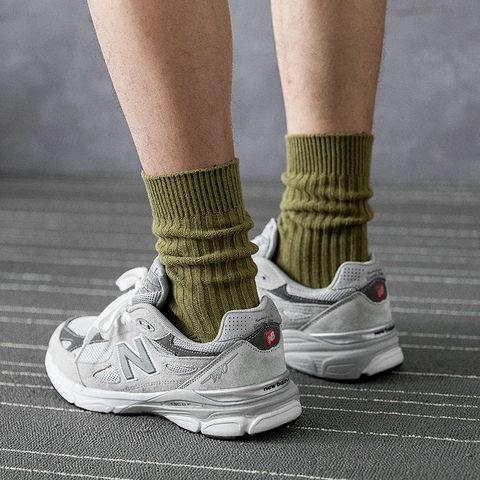 Men Crew Socks Cotton Ribbed Knit Solid Color Breathable Sweat Absorbent Sporty Street Style Neon Colors Fashion Socks