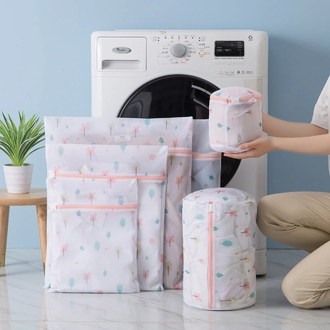 Fine Mesh Laundry Wash Bags Thickened Polyester Protection For Delicate Clothes Underwear Bra Machine Wash Printed Style