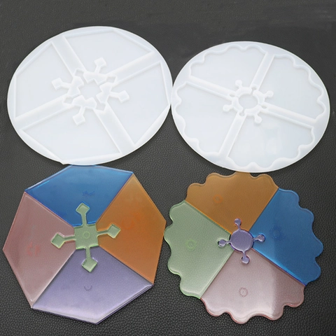 Unregelmäßige Untersetzer Silikonform Transparent Spiegeloberfläche Multi Hohlraum Für DIY Harz Epoxid Gießen Handwerk