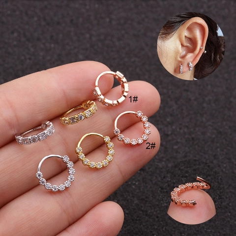 Aro De Nariz De Cobre Y Circonita Joyería Corporal Perforación Geométrica Moda Pequeño Delicado Accesorio Mujer