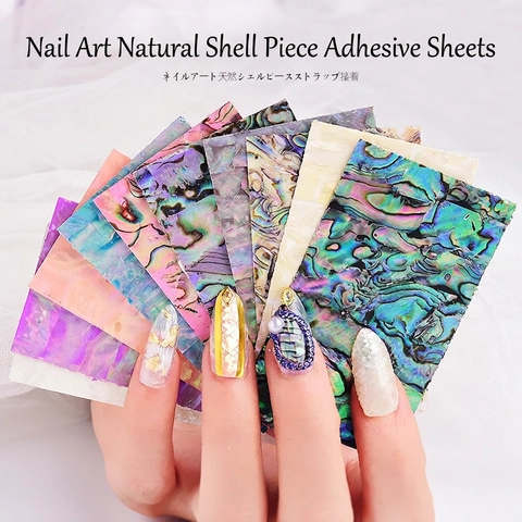 Iridescent Natural Shell Nail Art Stickers Ultra Thin Adhesive 3D Abalone Mother Of Artificial Pearl Decoration For DIY Manicure