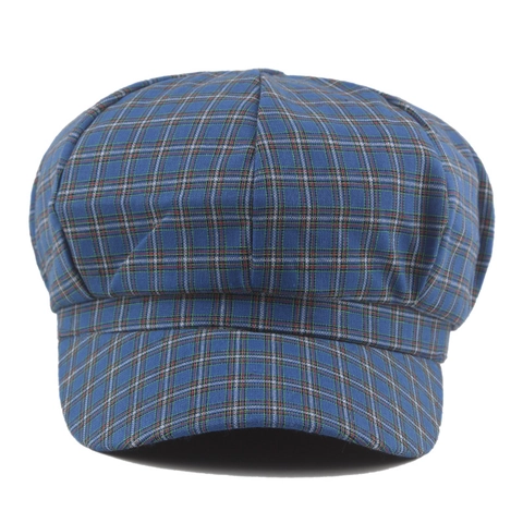 Casquette Gavroche À Carreaux Coton Polyester Octogonale À Bord Court Respirante Style Britannique Vintage Pour Femmes