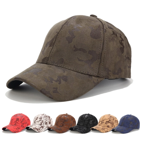 Camouflage Baseball Cap Faux Suede Cotton Adjustable Curved Brim Outdoor Sports Sun Protection Retro Tactical Hat