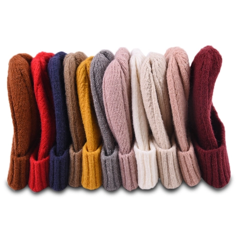 Berretto In Maglia Morbida Beanie A Costine Con Risvolto Tinta Unita Autunno Inverno Caldo Per Neonati Bambini