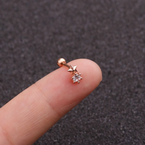 Stern Zirkonia Ohrstecker Mit Edelstahl Ohrstift Schraubverschluss Knorpel Tragus Zubehör Damen Mädchen Elegant
