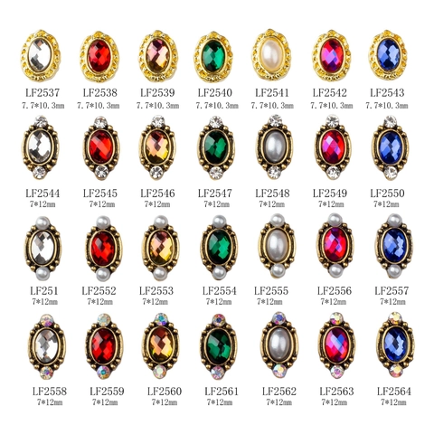 Vintage Legierung Strass Nagelkunst Charms Retro Oval Kunstperle Palast Stil DIY Maniküre Zubehör