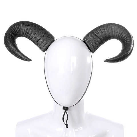 Corna Di Pecora Nere Copricapo Schiuma Realistico Diavolo Accessori Costume Halloween Cosplay Con Fascia Regolabile