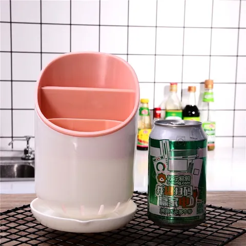 Plastic Chopstick Holder Kitchen Cutlery Storage Rack Draining Chopstick Cage Spoon Organizer With Drain Tray