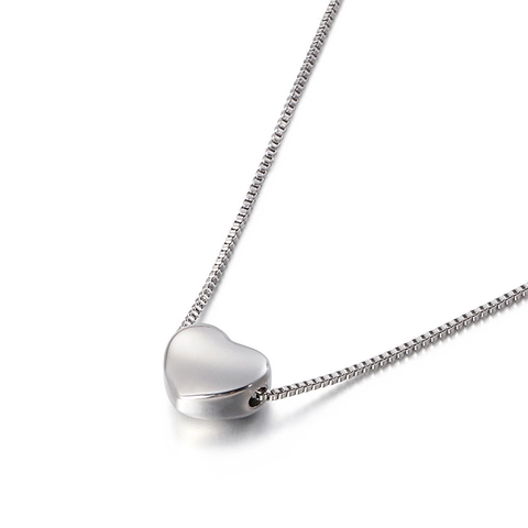 Collana Con Pendente A Cuore In Acciaio Inossidabile Minimalista Lucido Catena Box Gioielli Da Donna