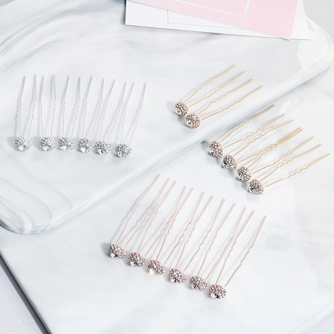 Épingles À Cheveux Mariée Strass Alliage De Zinc En Forme De U Boule De Cristal Élégant Mariage Fête Accessoires Pour Femmes