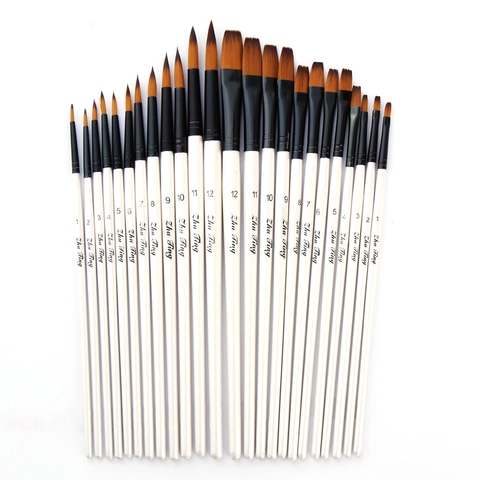 Set Di Pennelli Per Artisti Setole In Nylon Manico In Legno Bianco Perla Artificial Professionale Per Pittura Acrilica Olio