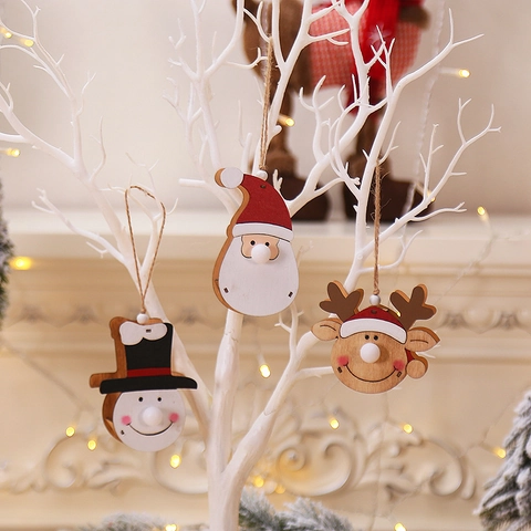 Ornamenti Appesi Di Natale In Legno LED Luminosi Babbo Natale Pupazzo Di Neve Renna Decorazioni Albero Natale Festa