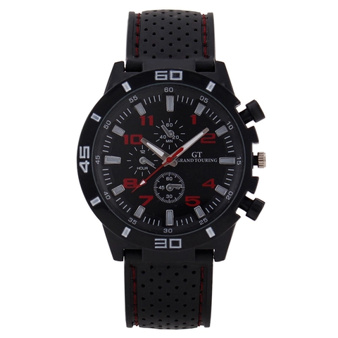 Men Sports Watch M0668 Quartz Movement Silicone Strap Plastic Case Decorative Multi-Dial Fashion Wristwatch