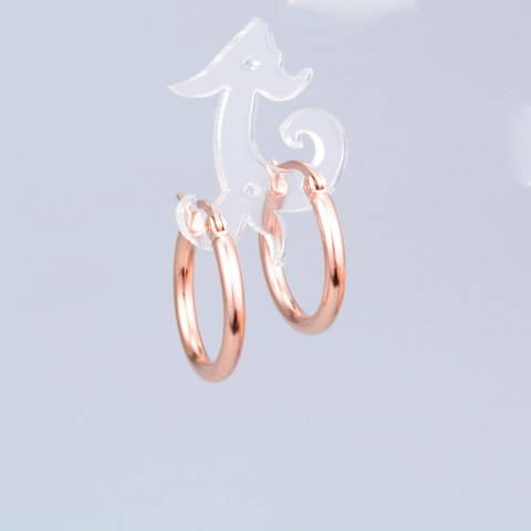 Orecchini A Cerchio Acciaio Inossidabile 316L Placcato Oro 18K Minimalista Tubo Rotondo Chiusura A Scatto Classico Donna