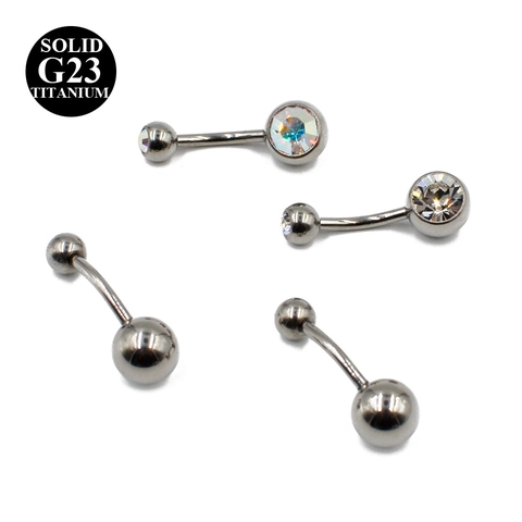 G23 Titan Bauchring Für Damen Hypoallergener Body Piercing Schmuck Gebogener Barbell Strass Bauchnabelpiercing Stab