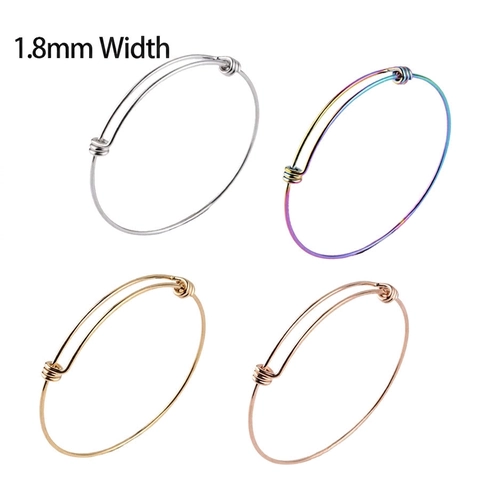 Adjustable Wire Coil Bangle 304 Stainless Steel Expandable Open Loop Thin Minimalist Polished Jewelry For Women Men