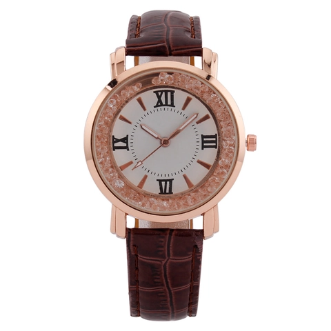 Fashion Women Quartz Watch With Alloy Case And Crocodile Pattern Leather Strap Elegant Roman Numerals Analog Wristwatch For Ladies