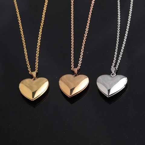 Collar De Relicario De Corazón Acero Inoxidable 316L Colgante De Marco De Fotos Joyería Pulida Para Hombres Mujeres