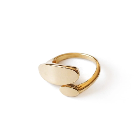Minimalist Geometric Water Drop Open Ring Polished Oval Adjustable Fashion Jewelry For Women