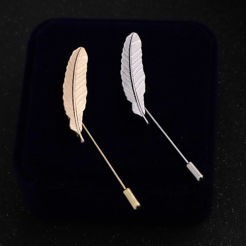 Broche De Pluma Alfiler De Solapa Aleación De Zinc Aguja Larga Con Tapa Protectora Accesorio De Traje Estilo Retro