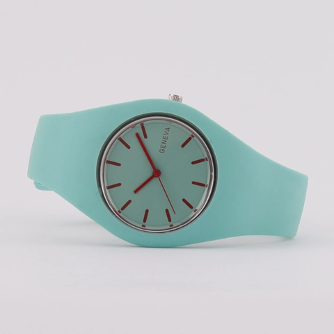 Fashionable Women's Quartz Watch Silicone Strap Candy Colored Korean Style Round Dial Mineral Glass Mirror Analog Wristwatch