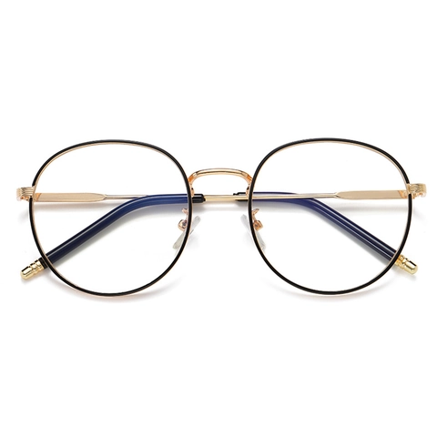 Lunettes Rondes En Métal Vintage Anti Lumière Bleue Monture Optique Légère Pour Femmes Style Rétro Littéraire