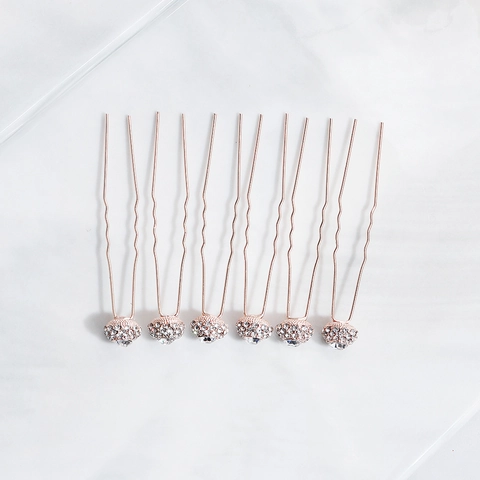 Épingles À Cheveux Mariée Strass Alliage De Zinc En Forme De U Boule De Cristal Élégant Mariage Fête Accessoires Pour Femmes