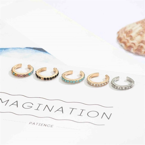 Orecchino A Clip In Rame A Forma Di U Con Rinestone Orecchino Di Cartilagine Senza Buco Gioielli Chic Geometrici Semplici Per Donne