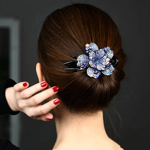 Eleganter Pfingstrosen Blumen Haarclip Funkelnde Strass Haarkralle Für Damen Koreanischer Stil Haarschmuck