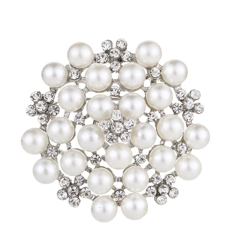 Eleganter Legierung Brosche Pin Mit Strass Und Kunstperle Blumen Design Für Damen Mode Kleidung Accessoire