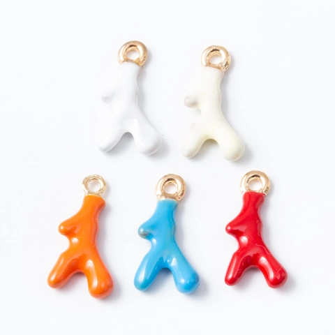 Ciondoli A Forma Di Ramo Di Corallo Lega Smalto Colorato Charms Per Creazione Gioielli Fai Da Te