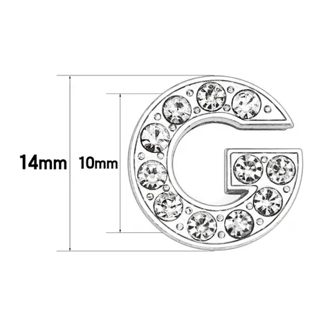 Alphabet Letter Charms Zinc Alloy Rhinestone DIY Slider For Bracelet Wristband Jewelry Making Supplies Silver Tone