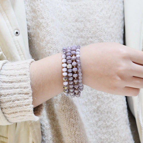 Boho Mehrlagiges Perlenarmband Kristallglas Naturstein Druzy Anhänger Elastischer Modeschmuck Für Damen