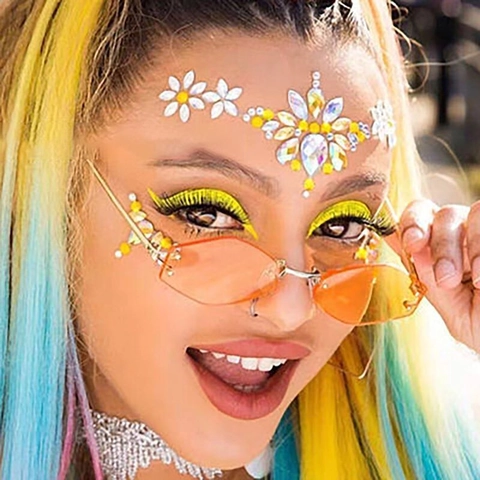 Face Rhinestones Stickers Iridescent Acrylic Gems For Music Festival Rave Party Mermaid Body Jewelry Forehead Eye Decor