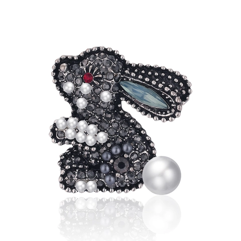 Simpatica Spilla A Forma Di Coniglio Per Donna In Lega Con Strass E Künstliche Perle Sintetiche Gioielli Di Moda Retrò