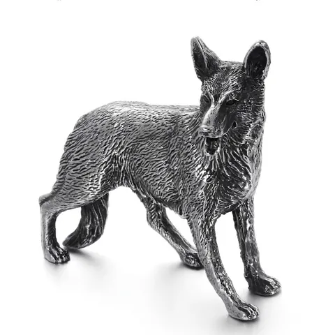 Figurine De Chien Miniature Sculpture Réaliste Acier Inoxydable 316L Statues D'Animaux Ornement De Bureau Décoration