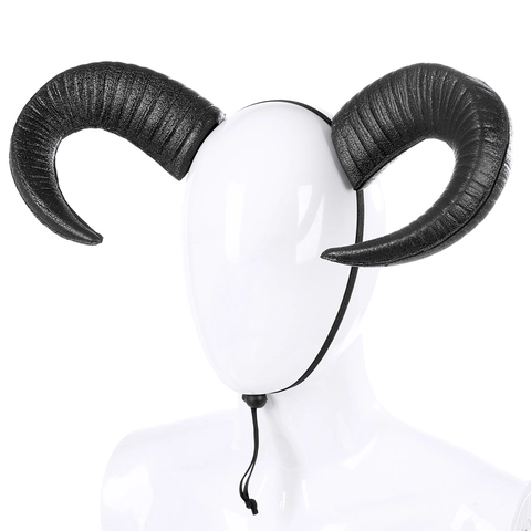 Corna Di Pecora Nere Copricapo Schiuma Realistico Diavolo Accessori Costume Halloween Cosplay Con Fascia Regolabile