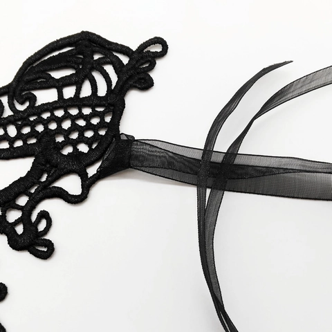 Maskerademaske Schwarze Spitze Augenmaske Für Frauen Stickerei Schleifenband Geheimnisvoll Sexy Für Halloween Party Cosplay