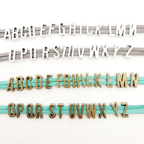 Retro Alloy Alphabet Beads Sliding Letter Charms A-Z Metal Flat Hole Spacer Beads For DIY Jewelry Bracelet Accessory