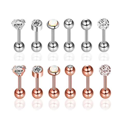 Knorpelstecker Aus Edelstahl Zirkonia Opal Labret Piercing Schmuck Helix Tragus Conch Bone Minimalistisch Unisex