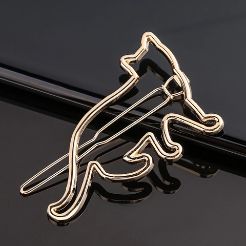 Korean Style Alloy Metal Frog Clip Gold Silver Hair Clip Geometric Cat Heart Moon Star Crown Side Clip Hair Accessories