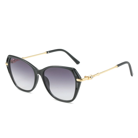 Occhiali Da Sole Cat Eye Donna Montatura Metallo PC Lenti Sfumate Protezione UV400 Decorazione Strass Moda