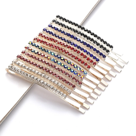 Barrette À Cheveux Strass Épingle À Cheveux Simple Rangée Alliage Mince Élégante Accessoires Cheveux Femmes Filles Chic