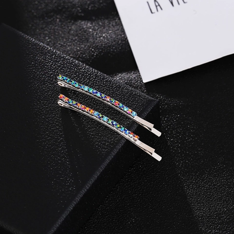 Barrette À Cheveux Strass Épingle À Cheveux Simple Rangée Alliage Mince Élégante Accessoires Cheveux Femmes Filles Chic