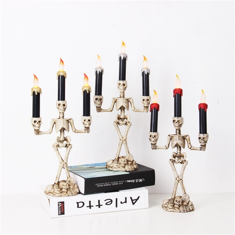 Halloween LED Elektronische Kerze Licht Skelett Hand Simulation Flamme Kandelaber Ornament Für Gruselige Party Deko