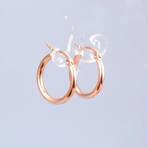 Orecchini A Cerchio Acciaio Inossidabile 316L Placcato Oro 18K Minimalista Tubo Rotondo Chiusura A Scatto Classico Donna