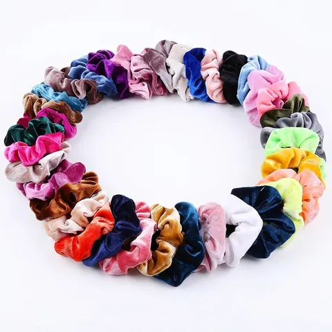 Velvet Hair Scrunchies Elastic Soft Solid Color Hair Ties For Women Girls Ponytail Holder Elegant Hair Accessories