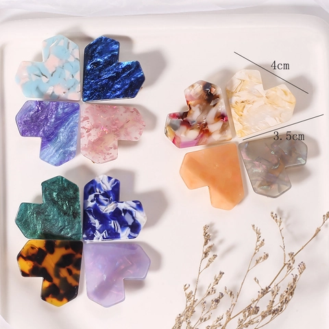 Heart Hair Clip Acetate Marble Pattern Acrylic Bangs Side Barrette For Women Girls Candy Color Sweet Elegant